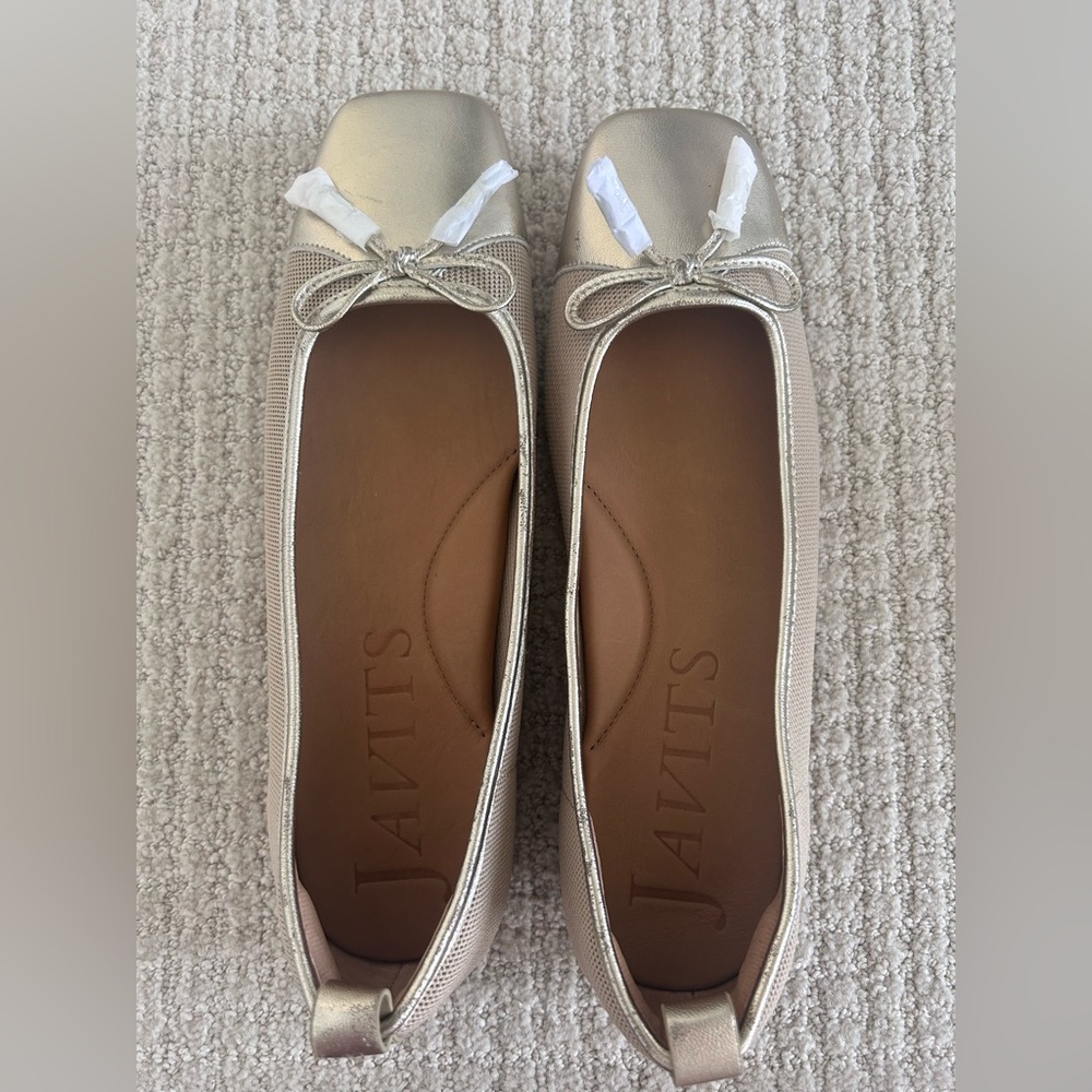 Eric Javits Gold Metallic Ballet Flat Women’s Size 9 NEW Breathable Mesh - Picture 6 of 13